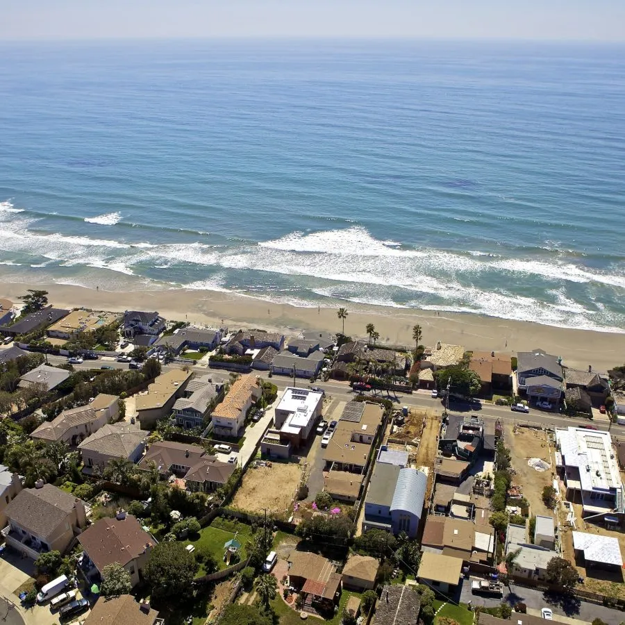 Aerial view of a sustainable home